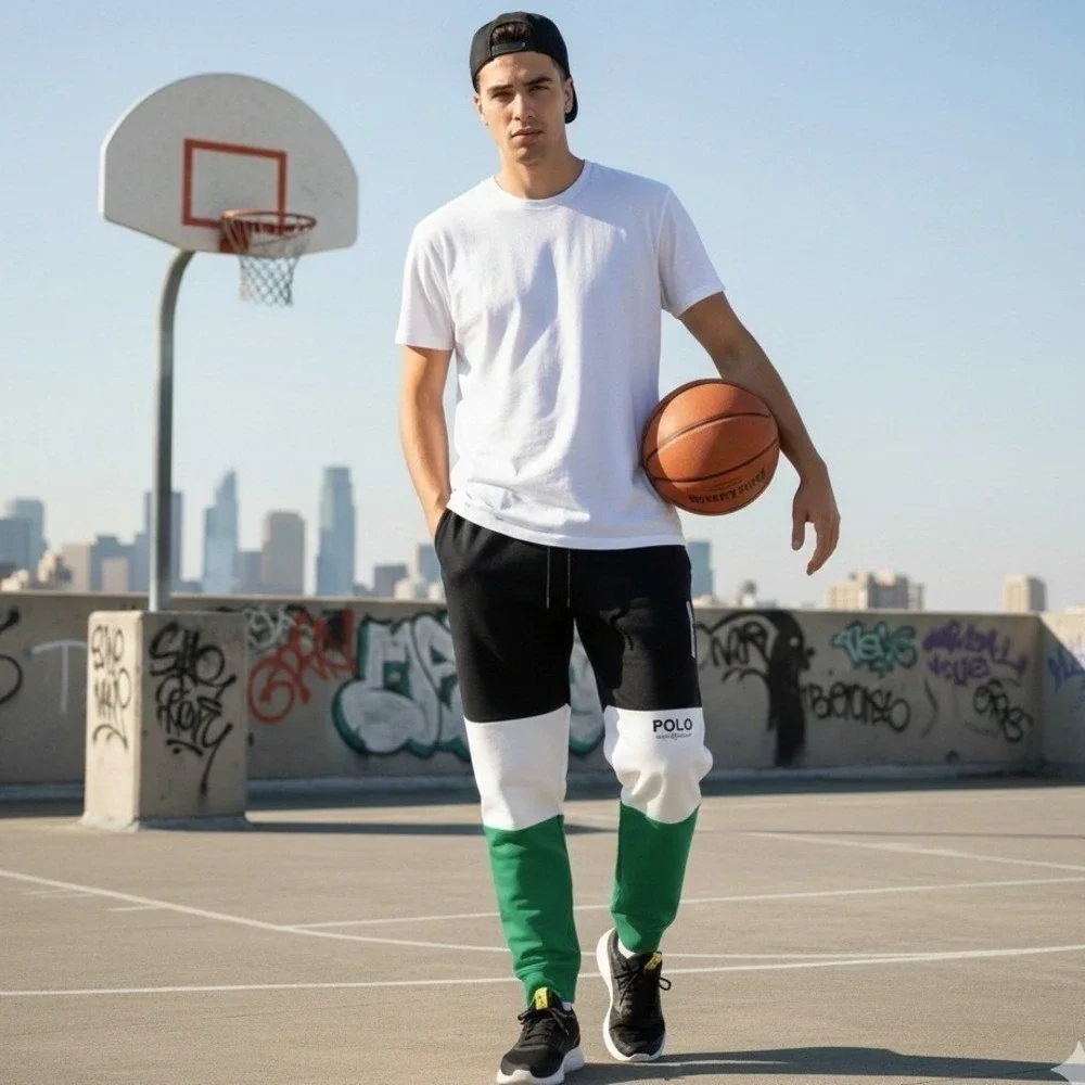 Ralph Lauren Color Block Jogger Sweatpants Navy White‎ Green Size S $175 New
